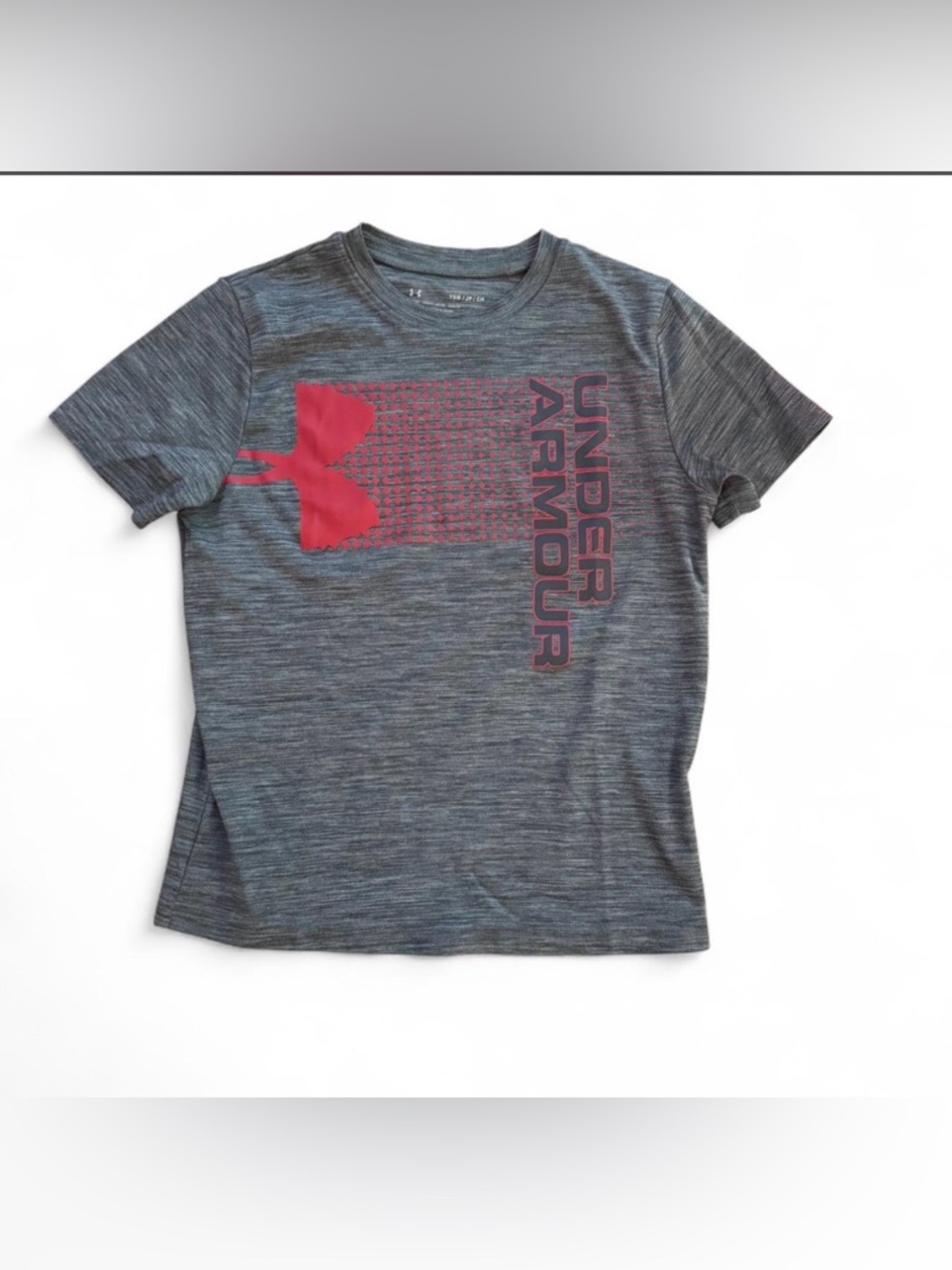 Under Armour Boys Grey Heather Tee with Red Logo